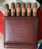 H Upman leather embossed leather travel humidor to hold 6 Robusto cigars .