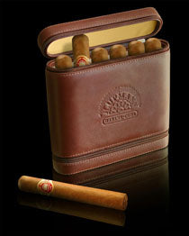 H Upman leather embossed leather travel humidor to hold 6 Robusto cigars .