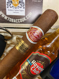 Romeo Short Churchill  in a wooden box presented with  Colbri lighter,Colbri v cutter and a 5cl Havana especial Anejados rum