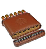 H Upman leather embossed leather travel humidor to hold 6 Robusto cigars .