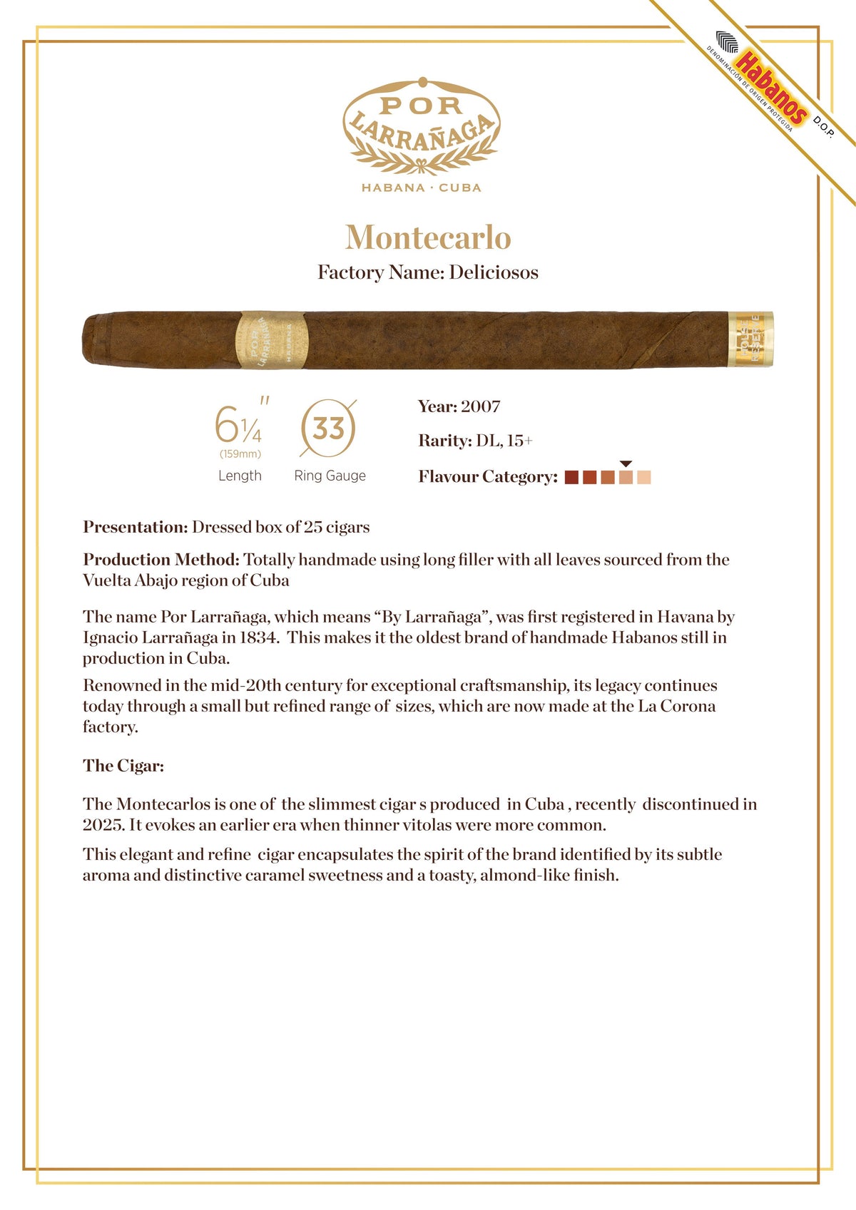 Por Larranaga - Montecarlos - Box of 25