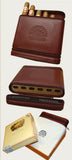 H Upman leather embossed leather travel humidor to hold 6 Robusto cigars .