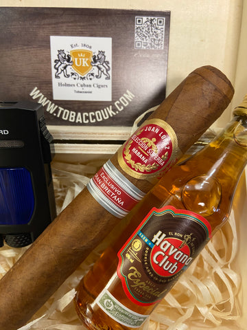 Regional collectors edition Juan  Lopez Superba 2016 wooden box with a Colbri lighter,Colbri v cutter and a 5cl paired Havana especial Anejados rum.